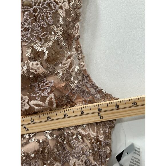 NWT Alex Evenings Womens Rose Gold Cap Sleeve Embroidered Fit and Flare Dress 14 - Picture 14 of 15